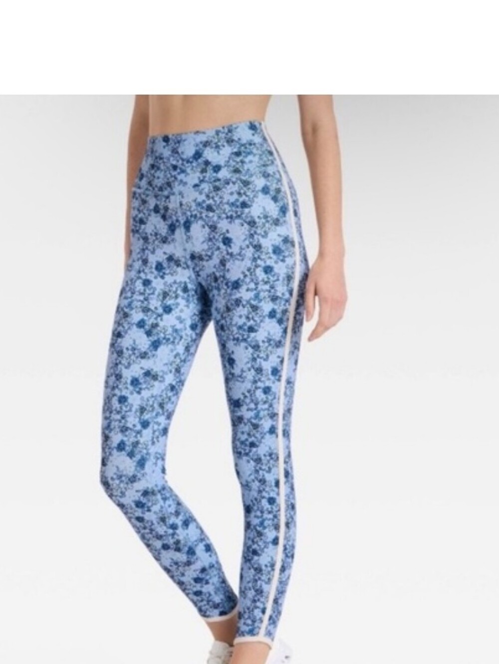 Joy Lab Floral High-Waist Blue Active Leggings with Side Stripe Xl